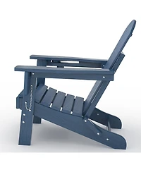 gaomon Folding Adirondack Chair, Hdpe Outdoor Patio Chair with Cup Holder, All Weather Resistent Wooden Textured for patios, Decks, Gardens