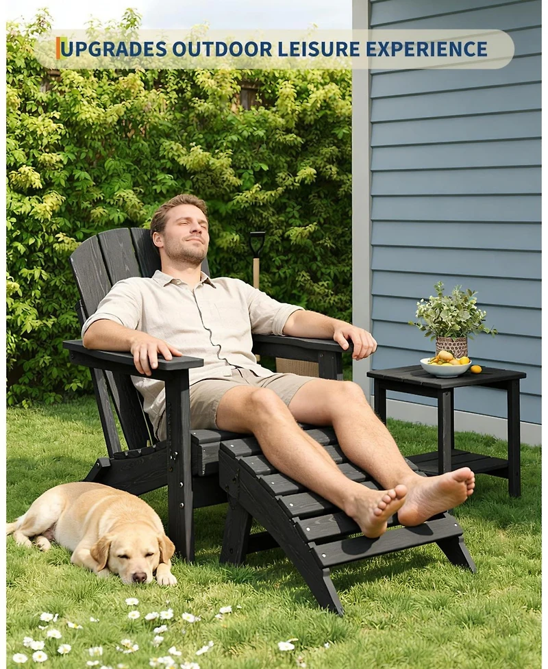 gaomon Folding Adirondack Ottoman - Hdpe All-Weather Outdoor Footrest for Patio, Deck, Backyard