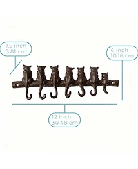Yigii Cast Iron Wall Hook Rack with 7 Hooks - Rustic Decor for Coats, Hats, Keys