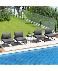 Gymax Patio Chairs Set of w/ Removable Cushions Heavy Duty Metal Frame Poolside
