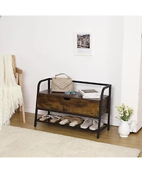 gaomon Metal & Wood Lift Top Shoe Bench