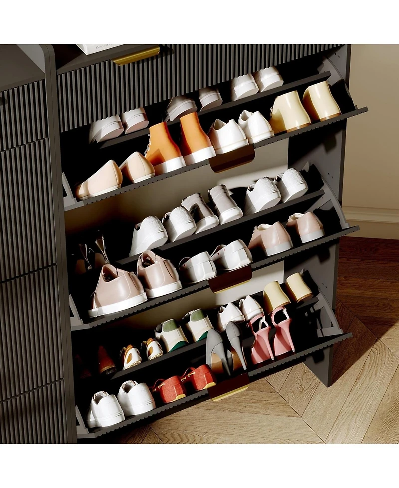 gaomon Modern Fluted Entryway Shoe Cabinet