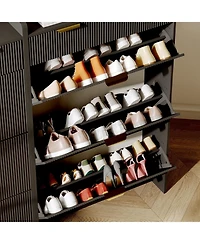 gaomon Modern Fluted Entryway Shoe Cabinet