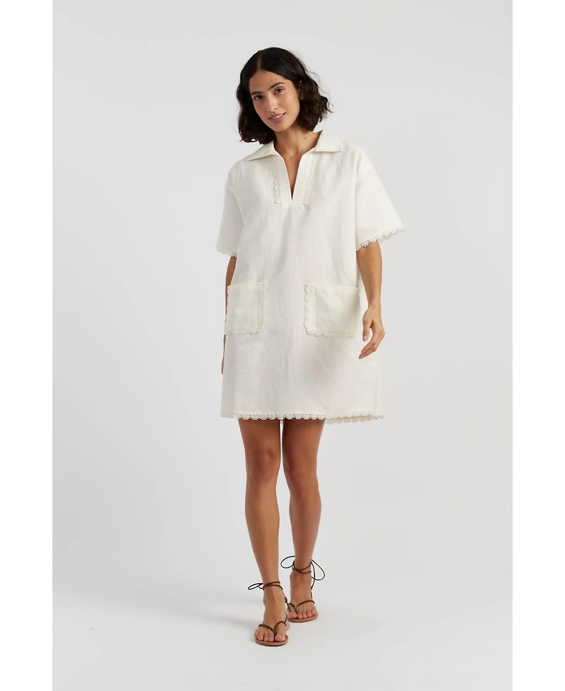 Chinti & Parker Women's Linen-Blend Scallop Tunic Dress