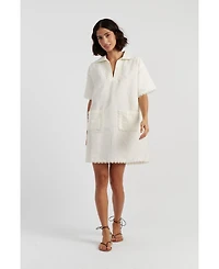 Chinti & Parker Women's Linen-Blend Scallop Tunic Dress