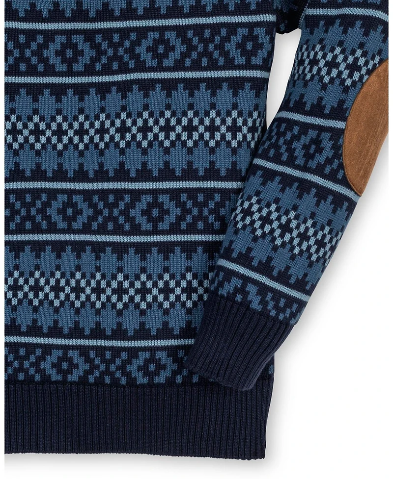 Hope & Henry Boys Organic Long Sleeve Henley Pullover Sweater with Elbow Patches