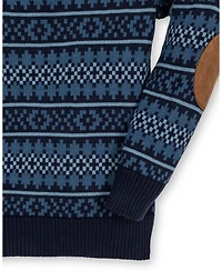 Hope & Henry Boys Organic Long Sleeve Henley Pullover Sweater with Elbow Patches