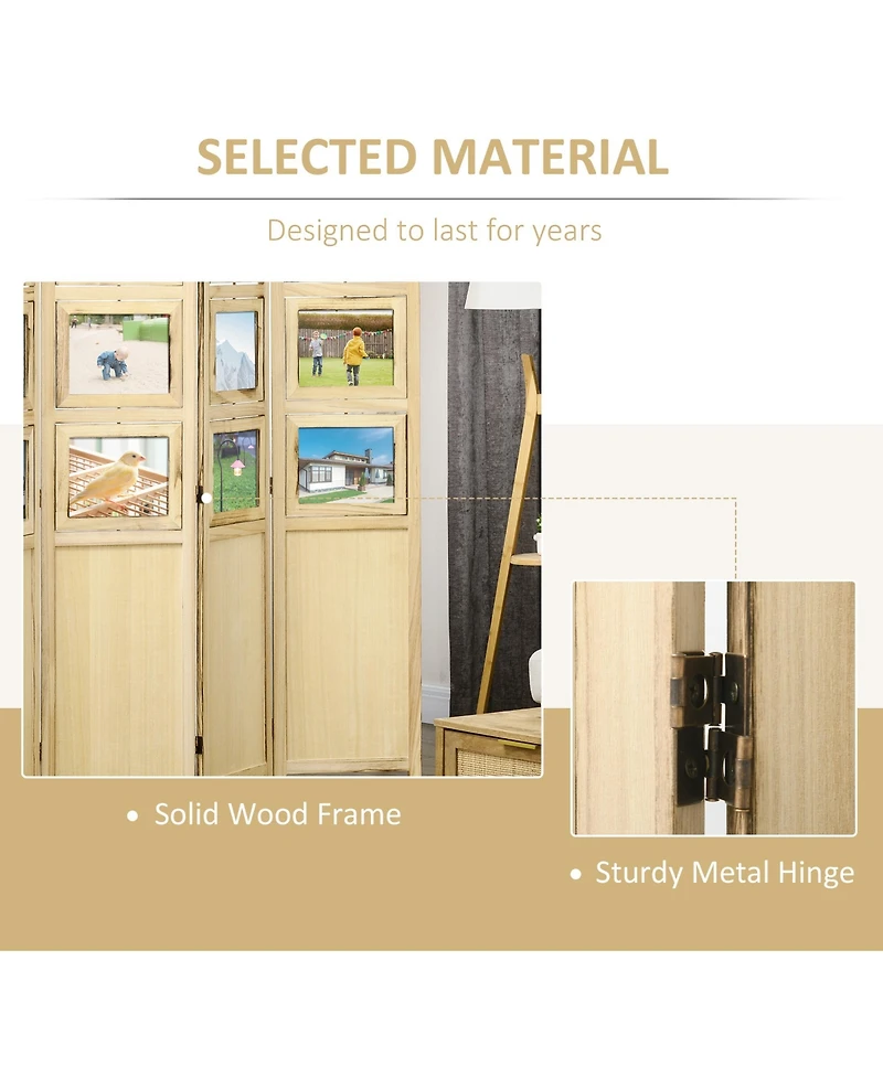 Homcom 4 Panel Room Divider, Folding Privacy Screens, Natural