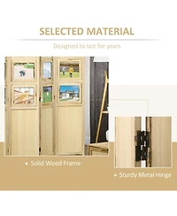 Homcom 4 Panel Room Divider, Folding Privacy Screens, Natural