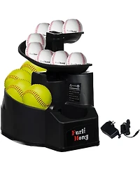 Furlihong Rechargeable Baseball and Softball Toss Machine with Height Adjustment and Extendable Ball Stacker for Hitting and Batting Practice