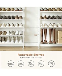 Yigii 3-in-1 Shoe & Coat Rack, 8 Tier Storage, Adjustable Hooks, Sturdy Frame