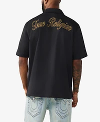 True Religion Men's Short-Sleeve Twill Camp-Collar Shirt
