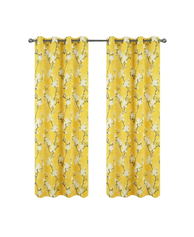 Olivia Gray 100% Polyester 200 Gsm Blossom Printed Blackout Grommet Curtain Panel