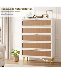 gaomon Modern Rattan 5-Drawer Dresser