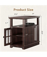 Yigii Adjustable Shelf, Hidden Charging, Multi-Use End Table with storage space