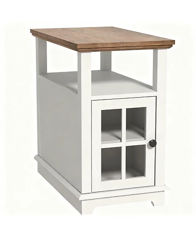 Yigii Adjustable Shelf, Hidden Charging, Multi-Use End Table with storage space
