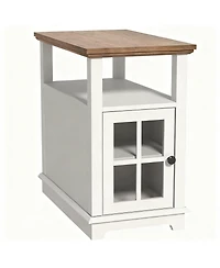 Yigii Adjustable Shelf, Hidden Charging, Multi-Use End Table with storage space