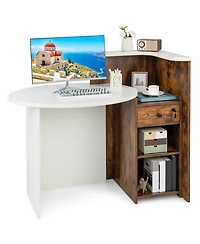 Mecale Front Reception Desk with Open Shelf and Drawer