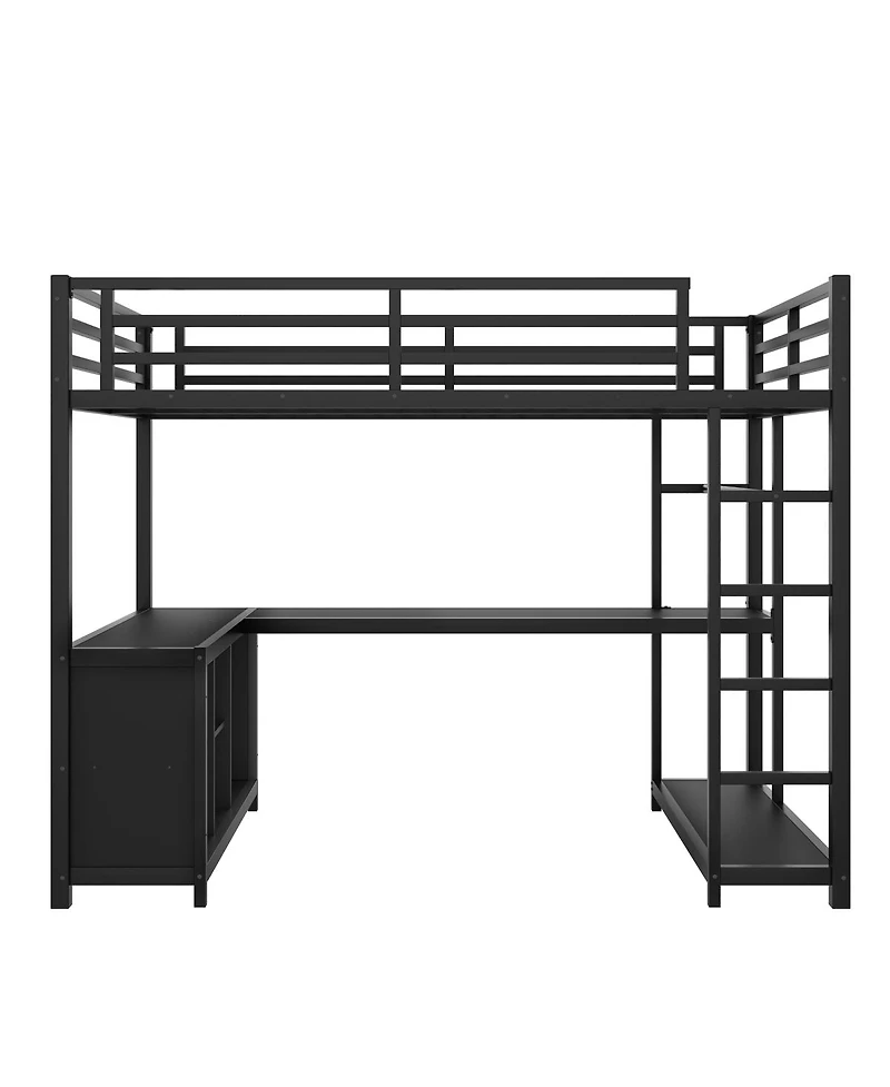 Streamdale Furniture Metal Loft Bed with Wardrobe, L-shaped Desk & Storage, Twin Xl