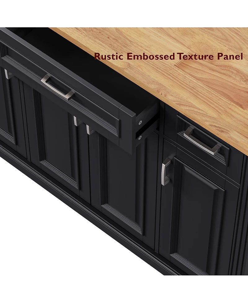 Streamdale Furniture Streamdale 54" Large Kitchen Island with Drop Leaf, Rolling Cart with 4 Doors, 3 Drawers