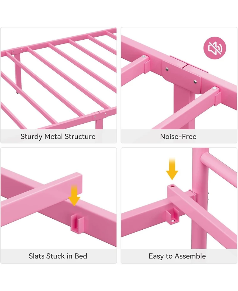 gaomon Twin Bed Frame Platform with Headboard and Footboard Metal Mattress Foundation Storage