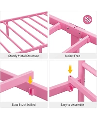 gaomon Twin Bed Frame Platform with Headboard and Footboard Metal Mattress Foundation Storage
