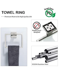 Rainsken 5 Pieces Bathroom Hardware Set, Towel Bar, Towel Holder, Toilet Paper Holder and Towel Hook