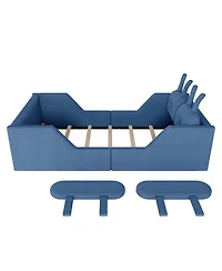 Streamdale Furniture Twin Upholstered Platform Bed with Rabbit Cushion & Removable Rails