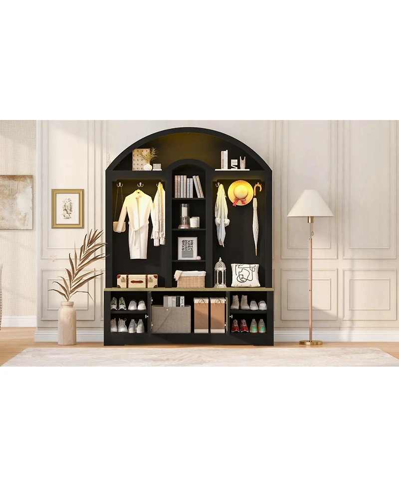 Streamdale Furniture Multi-functional wardrobe with shoe racks, hangers, and hooks
