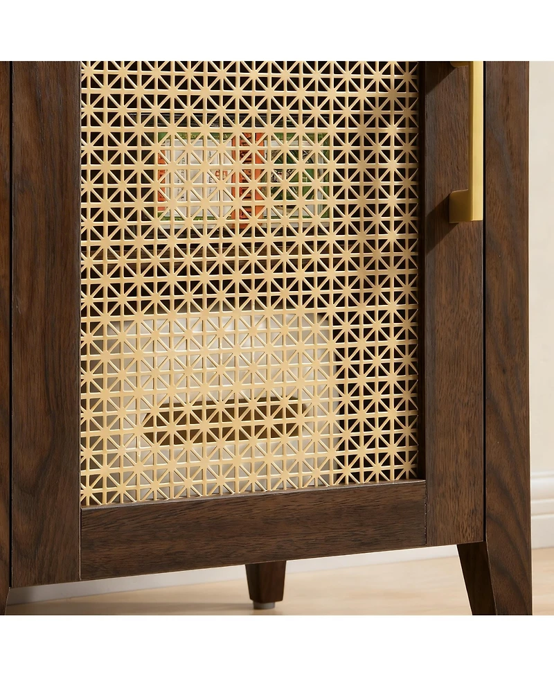 Yigii Mid-Century Modern Nightstand with Espresso Walnut Finish and Storage