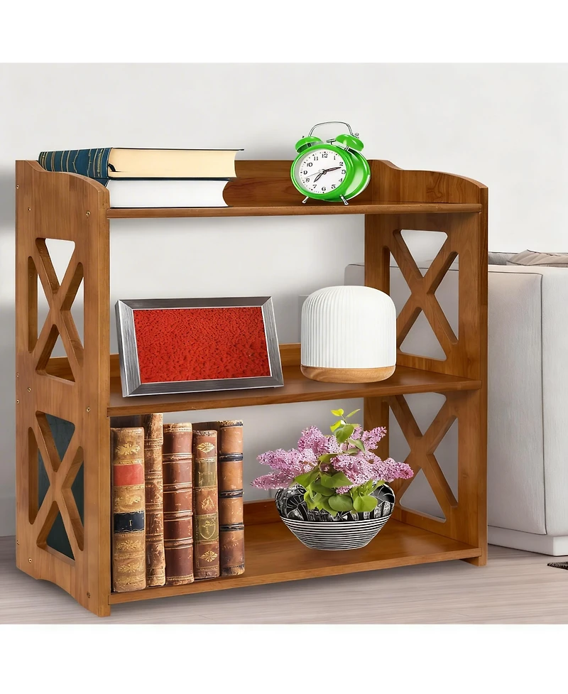 Yigii Wood Bookshelf for Small Spaces