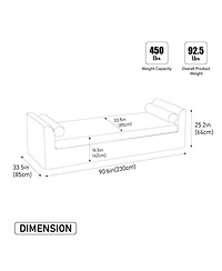 Streamdale Furniture Modern Chenille Chaise Lounge Couch with Armrests & Pillows