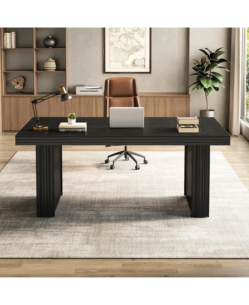 Tribesigns 63" Executive Desk, Modern Office Desk with Thickened Desktop and Heavy-Duty Legs, Wood Writing Workstation Study Table