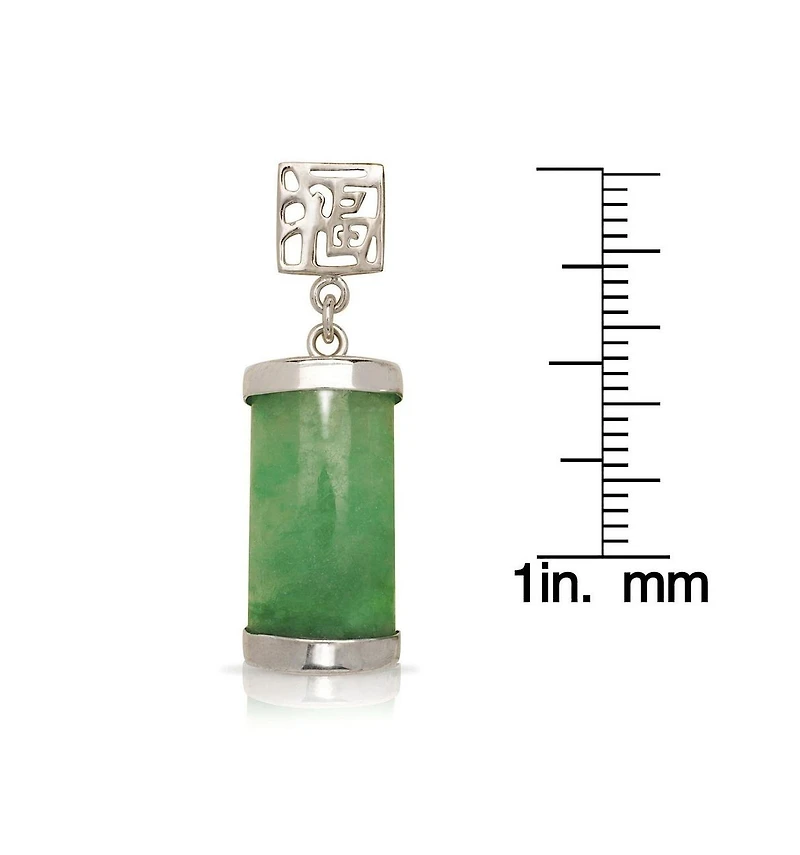 Curata Jewelry 925 Sterling Silver Rhodium Dyed Jade Segment Drop Longevity Earrings 30x8mm