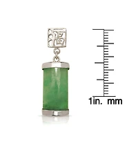 Curata Jewelry 925 Sterling Silver Rhodium Dyed Jade Segment Drop Longevity Earrings 30x8mm