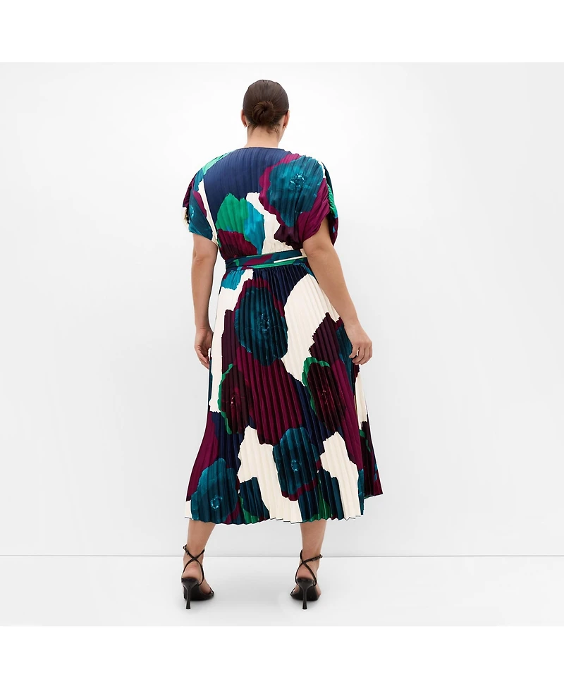 City Chic Women's Plus Hailey Abstract Print Pleat Maxi Dress