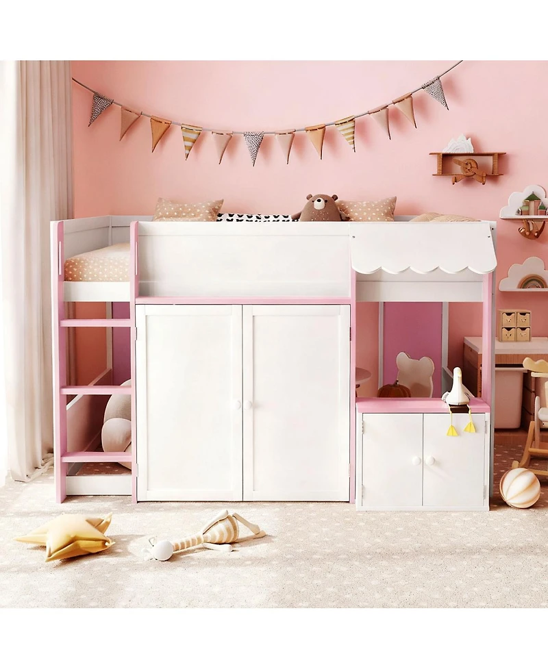 Streamdale Furniture Full Loft House Bed with Playhouse & Storage