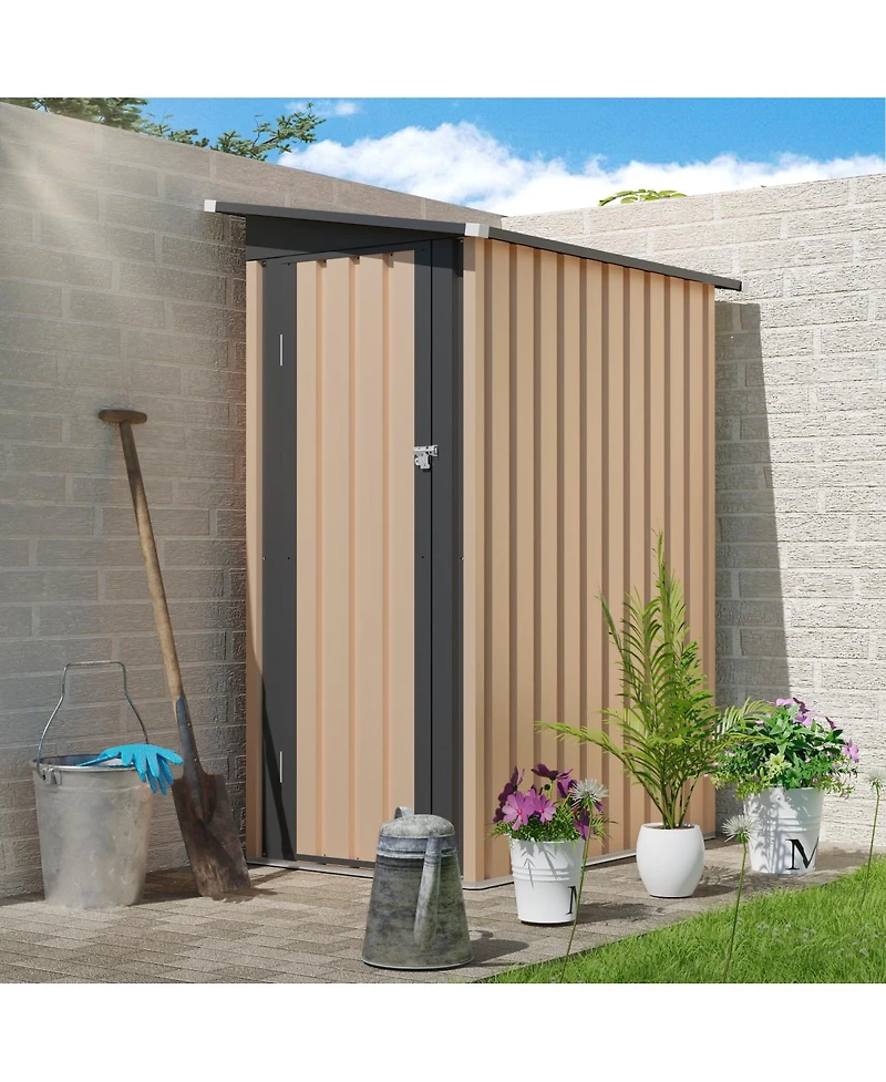 Streamdale Furniture 4.27 Ft x2.42 Ft Metal Garden Shed 5 X 3 Ft Pent Roof with Side Hinge Door