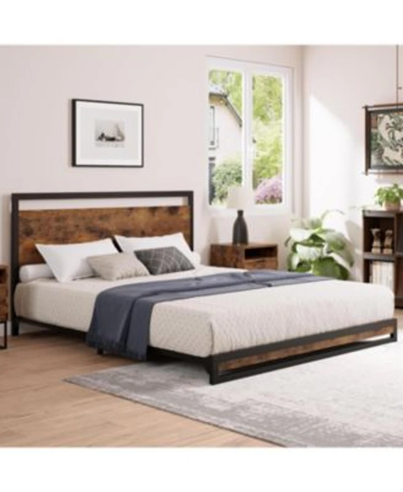 Gaomon Bed Frame With Wood Headboard Footboard With Under Bed Storage 6 Inch High No Box Spring Needed Easy Assembly