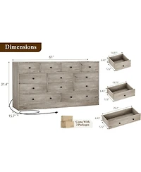 Gaomon 12-Drawer Wood Storage Dresser with Power Outlet
