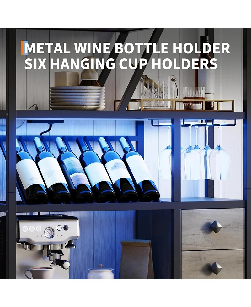 gaomon Freestanding Wine Rack Wine Bottle Holders Stands Coffee Bar Storage Organizer Display Rack Table for Kitchen Dining Room Small Spaces