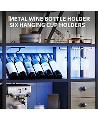 gaomon Freestanding Wine Rack Wine Bottle Holders Stands Coffee Bar Storage Organizer Display Rack Table for Kitchen Dining Room Small Spaces