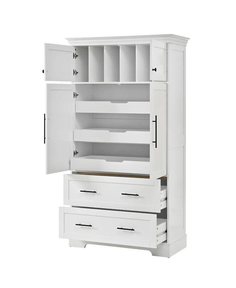 Streamdale Furniture Farmhouse 40"x18"x72.6" Kitchen Pantry with 4 Doors