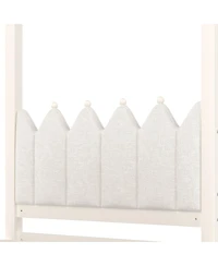 Streamdale Furniture Twin Upholstered Platform Bed with Trundle, 3 Drawers & Canopy