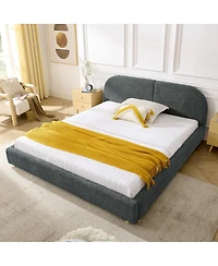 Streamdale Furniture Queen Size Upholstered Bed Frame, Modern Minimalist