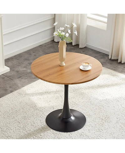 Streamdale Furniture Round Dining Table, 31.5" Tulip Bistro Table with Metal Pedestal (Faux Wood)
