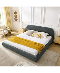 Streamdale Furniture King Size Upholstered Bed Frame, Modern Minimalist Curved Headboard
