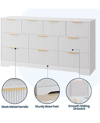 gaomon Fluted Dresser for Bedroom with 10 Drawers, 59" Wide Modern Chest of Drawers Wood Frame