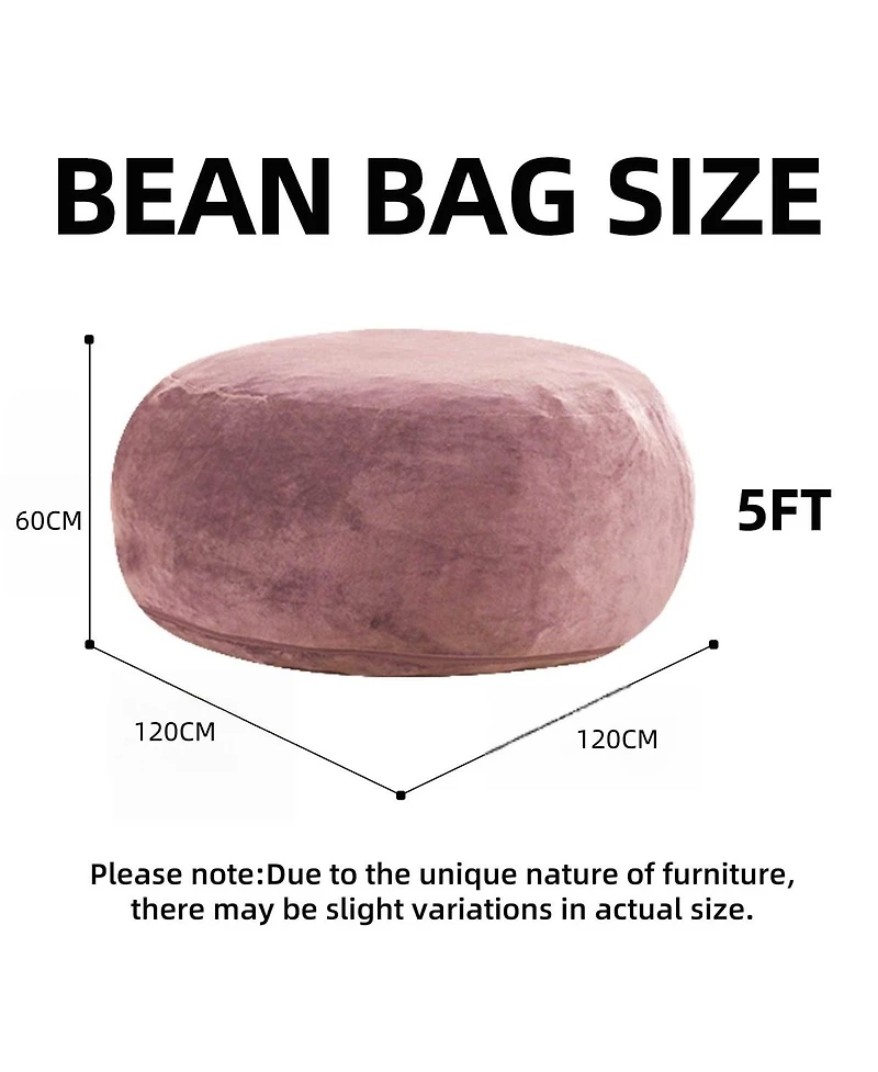 Streamdale Furniture 47 inches 5FT Bean Bag Chair with Memory Foam, Soft Round Sofa for Living Room