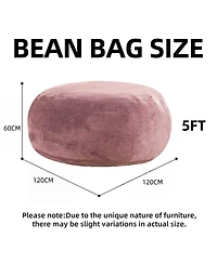 Streamdale Furniture 47 inches 5FT Bean Bag Chair with Memory Foam, Soft Round Sofa for Living Room